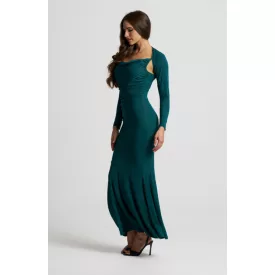 Envy ruha Vékony pántos csillogó lurex maxi sötétzöld