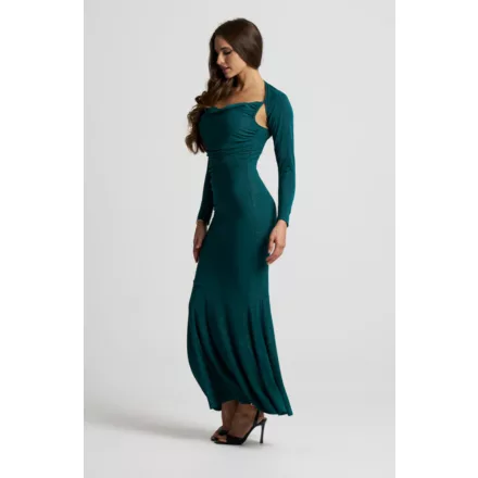 Envy ruha Vékony pántos csillogó lurex maxi sötétzöld