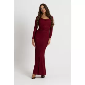 Envy ruha Vékony pántos csillogó lurex maxi bordó