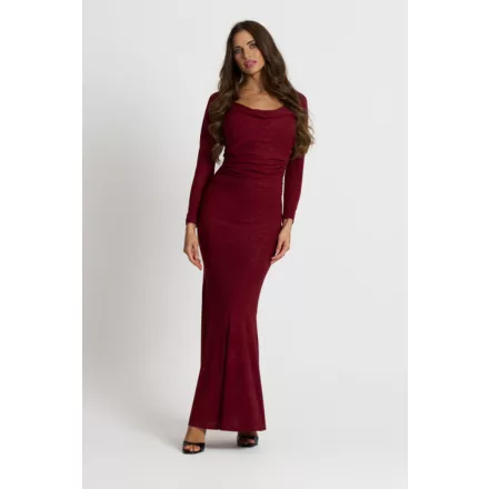 Envy ruha Vékony pántos csillogó lurex maxi bordó
