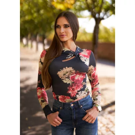 Envy body Nyakán aszimmetrikusan kivágott vintage virágmintás