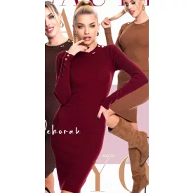  Mayo Chix Deborah ruha kötött/vállán ujján gombos burgundi