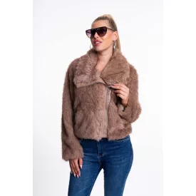 Mayo Chix Solid kabát szőr/zippes sötétbézs