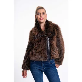 Mayo Chix Solid kabát szőr/zippes karamell/fekete