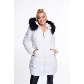 Mayo Chix Emerson kabát pufi/szőrös kapucnis fehér