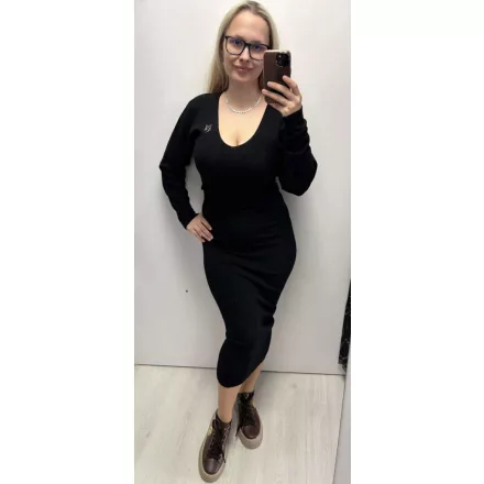 Mayo Chix Mclaren ruha maxi/bordás kötött fekete