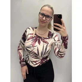 Envy body Hosszú ujjú Kellékes nyakú bordó leveles