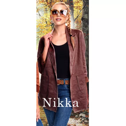 Mayo Chix Nikka blézer velúr hosszú/1 gombos csokoládé