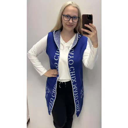 Mayo Chix Wolf mellény kötött/intarzia/zsebes sötétkék