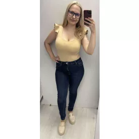   Envy farmernadrág magas derekú,elasztikus anyagú farzsebén strasszos bőr minta