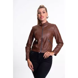   Mayo Chix Amarillys jacky műbőr/zipper zsebű/kis csili csokoládé barna