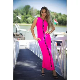   Rensix ruha kereknyakú maxi ruha hosszanti Rensix csík neon pink 2025