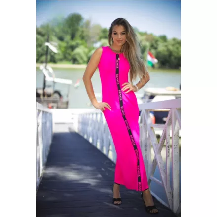 Rensix ruha kereknyakú maxi ruha hosszanti Rensix csík neon pink 2025