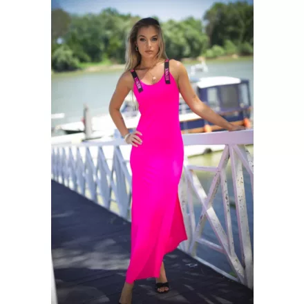 Rensix ruha kereknyakú gumipántos maxi ruha neon pink 2025