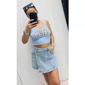 Mayo Chix Corso top modal viscose/matrica virágos babakék 