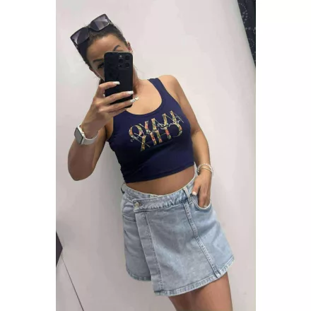 Mayo Chix Corso top modal viscose/matrica virágos sötétkék