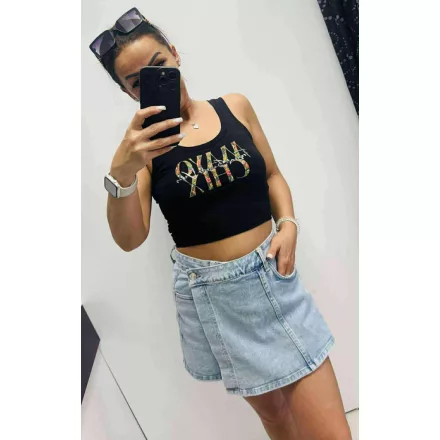 Mayo Chix Corso top modal viscose/matrica virágos fekete