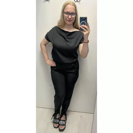 Envy overál csónaknyakú szatén fekete