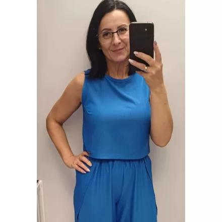 Envy crop top kereknyakú laza királykék