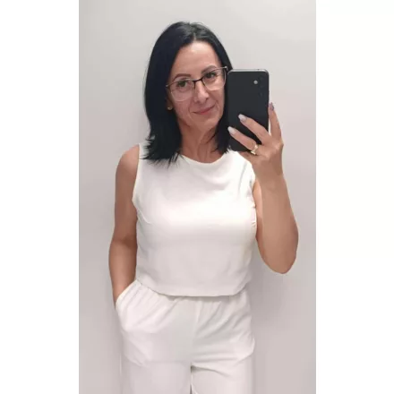 Envy crop top kereknyakú laza fehér