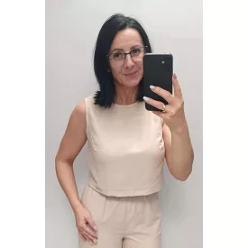 Envy crop top kereknyakú laza bézs