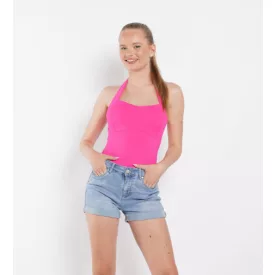 Envy felső Hátul nyitott nyakpántos fuxia