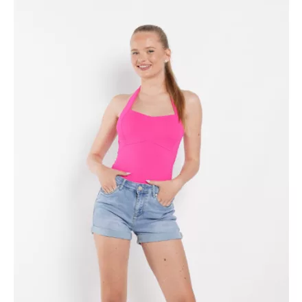 Envy felső Hátul nyitott nyakpántos fuxia