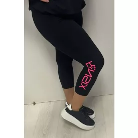   Rensix leggings 3/4 szárú lábán neonpink feliratos fekete 2025