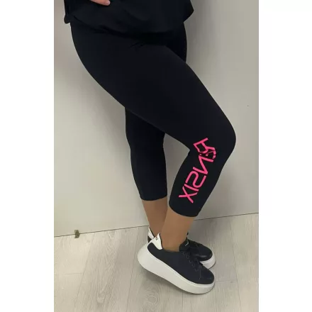 Rensix leggings 3/4 szárú lábán neonpink feliratos fekete 2025