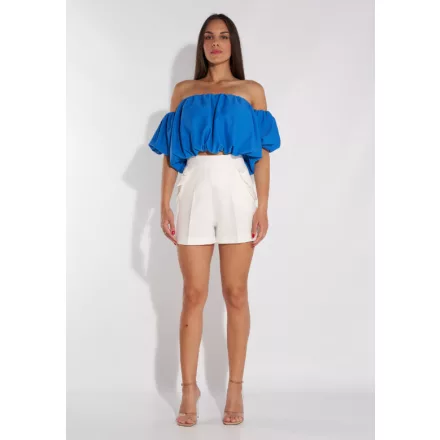 Envy crop top Ejtett vállú, gumis ujjú királykék