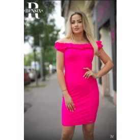   Rensix ruha csónaknyakú vállra lehúzós fodros neonpink 2025