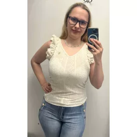 Mayo Chix Elan trikó lenes zsakard/ kis dombor bézs