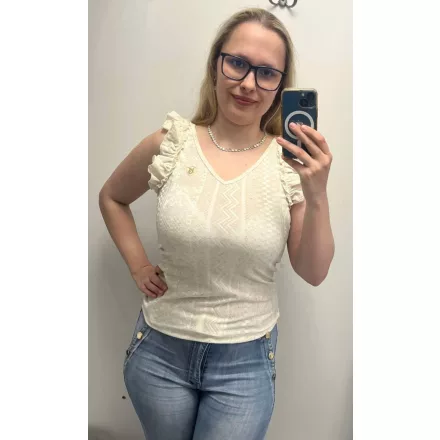 Mayo Chix Elan trikó lenes zsakard/ kis dombor bézs
