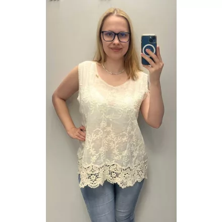 Mayo Chix Zulu felső hímzett géz krém