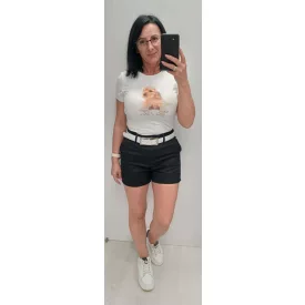  Blue Nature Hajtókás vászon short fekete (öv nem tartozék)