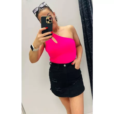 Envy felső félvállas lyukas pink