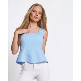 Envy top Dekoltált nyakú, ujjatlan peplumos babakék