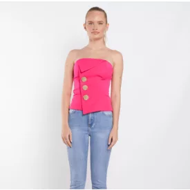 Envy top pánt nélküli, díszgombos fuxia