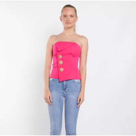 Envy top pánt nélküli, díszgombos fuxia