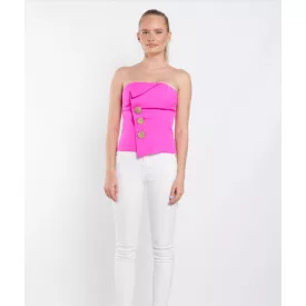 Envy top pánt nélküli, díszgombos UV pink
