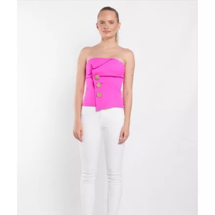 Envy top pánt nélküli, díszgombos UV pink