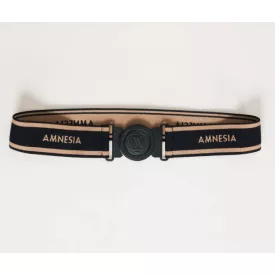 Amnesia kerek fekete csatos öv camel/fekete