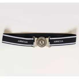 Amnesia kerek ezüst csatos öv fekete/ekrü/ezüst