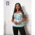 Rensix felső kereknyakú díszgombos mintás türkizkék 2025