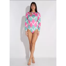 Envy body Fél vállán lyukas harlekin kockás 