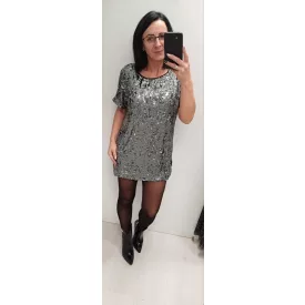 Mayo Chix Glitter flitteres rövidujjú tunika ezüst