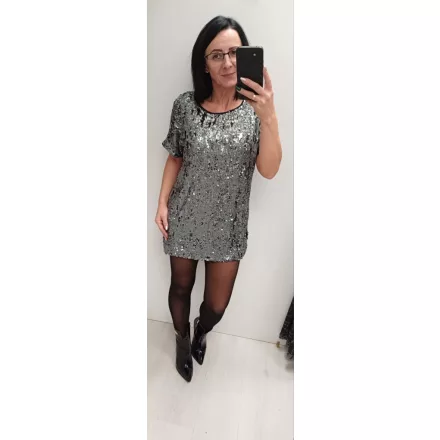 Mayo Chix Glitter flitteres rövidujjú tunika ezüst