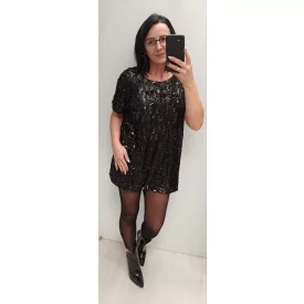 Mayo Chix Glitter flitteres rövidujjú tunika fekete