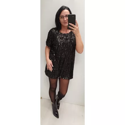 Mayo Chix Glitter flitteres rövidujjú tunika fekete