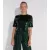 Envy Rövid ujjú kerek nyakú flitteres crop top zöld